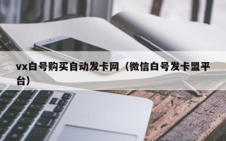 vx白号购买自动发卡网（微信白号发卡盟平台）